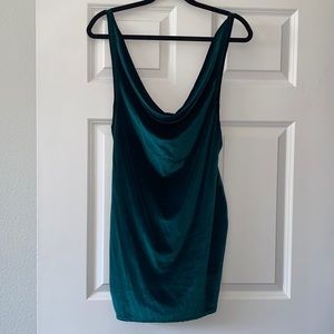 Emerald Green Velvet Cowl Neck Mini Dress